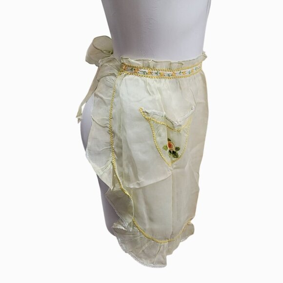 Vintage Apron Sheer Floral Waist Tie - Picture 3 of 9